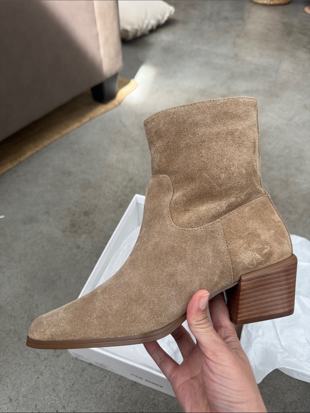 Women’s Daney Suede Ankle Boot in Taupe